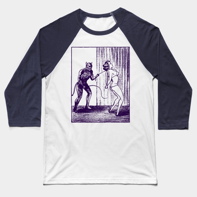 Satanic Bondage Vintage Illustration Design Baseball T-Shirt by DankFutura